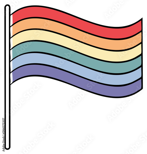 Waving Pride Rainbow Flag Symbolizing LGBTQ Community Representation and Diversity of Sexual Orientation