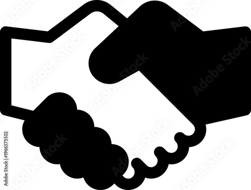 ビジネスの成約・信頼・協力を象徴する握手アイコンセット（モノクロ・線画・シルエット・シンプル・ベクター）