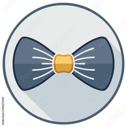 Bow Tie Icon in a Circle with a Long Shadow Modern Vector Illustration