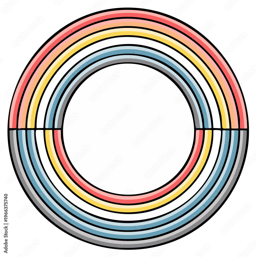 Obraz premium Circular rainbow with pastel colors, symmetrical design, abstract, modern, graphic element