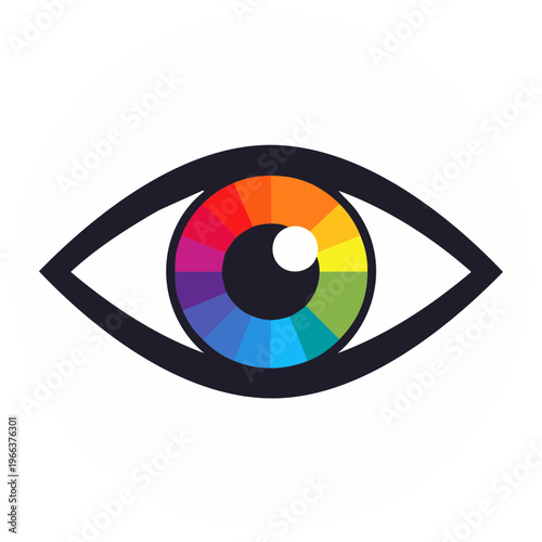 Colorful Iris Eye Illustration, Spectrum Vision and Sight, Creative Design, Conceptual Art