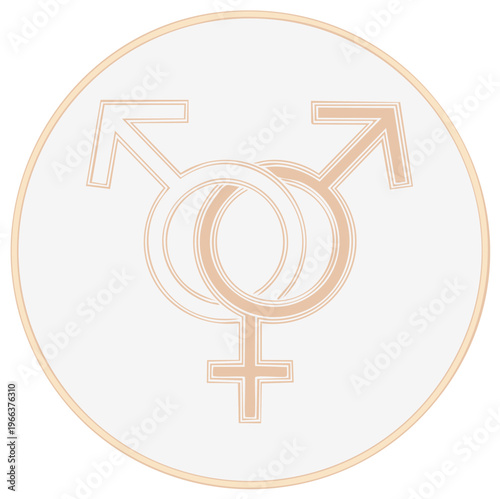 Interlocking Symbol for Inclusive Gender Equality and Transgender Identity on a White Circle