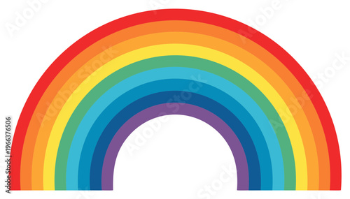 Colorful arch rainbow in vibrant colors, isolated on a white background.