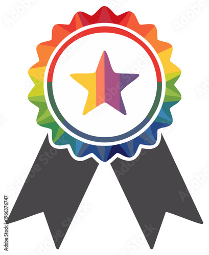 Vibrant rainbow star award ribbon celebrating pride excellence and achievement