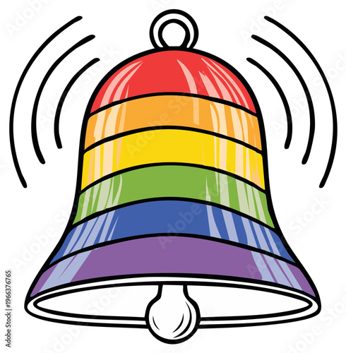 Rainbow Bell Ringing Illustration Graphic Celebration Symbol Pride Unity Love Community