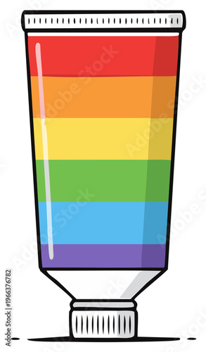 Free Download Colorful Paint Tube with Rainbow Spectrum Art Supplies Vector Illustration - GFXLoad