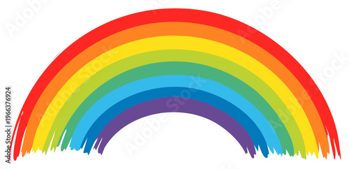 Vibrant colorful rainbow arc illustration with playful brush stroke edges and full color spectrum