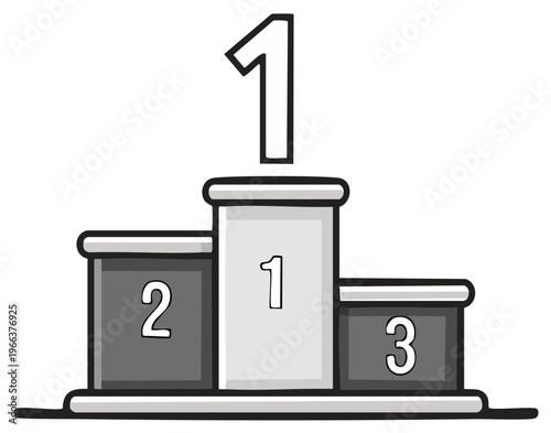 Cartoon podium with numbers 1, 2, and 3 indicating first, second, and third place winners in an event.