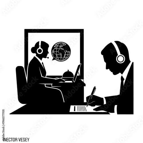 Silhouette of a Diplomat Signing an International Treaty Document with a Premium Pen Politics