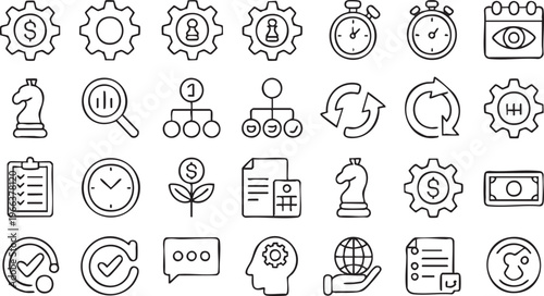 Financial and business icon collection featuring money, growth and planning concepts for UI design