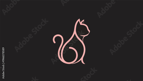 Pink cat silhouette on black background
