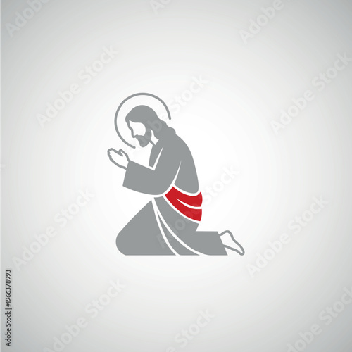 Silhouette of Jesus Christ kneeling in prayer