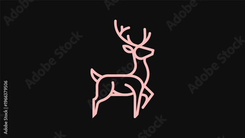 Pink deer outline on black background