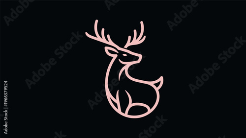 Pink deer outline on black background