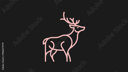 Pink deer silhouette on black background