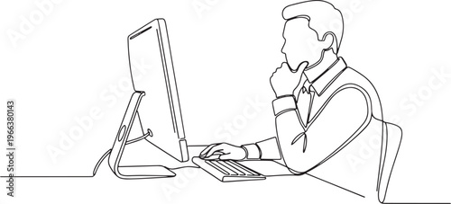 A funny cartoon illustration of a woman sitting at a desk working on a laptop computer in an office setting