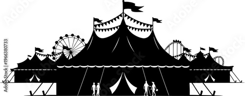 County Fair Tent Silhouette Vector Illustration
