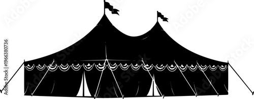 County Fair Tent Silhouette Vector Illustration
