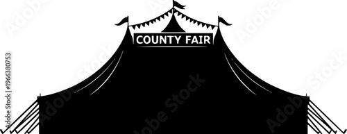 County Fair Tent Silhouette Vector Illustration
