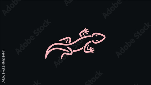 Pink lizard graphic on black background