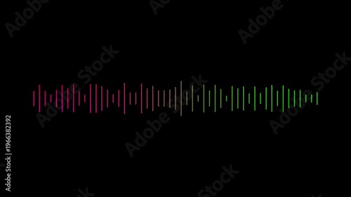 colourful audio waveform spectrum animation on black background, digital sound visualizer equalizer lines, abstract music frequency wave motion graphics, seamless 4K loop