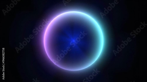 Glowing neon circle with purple and blue light isolated on transparent background