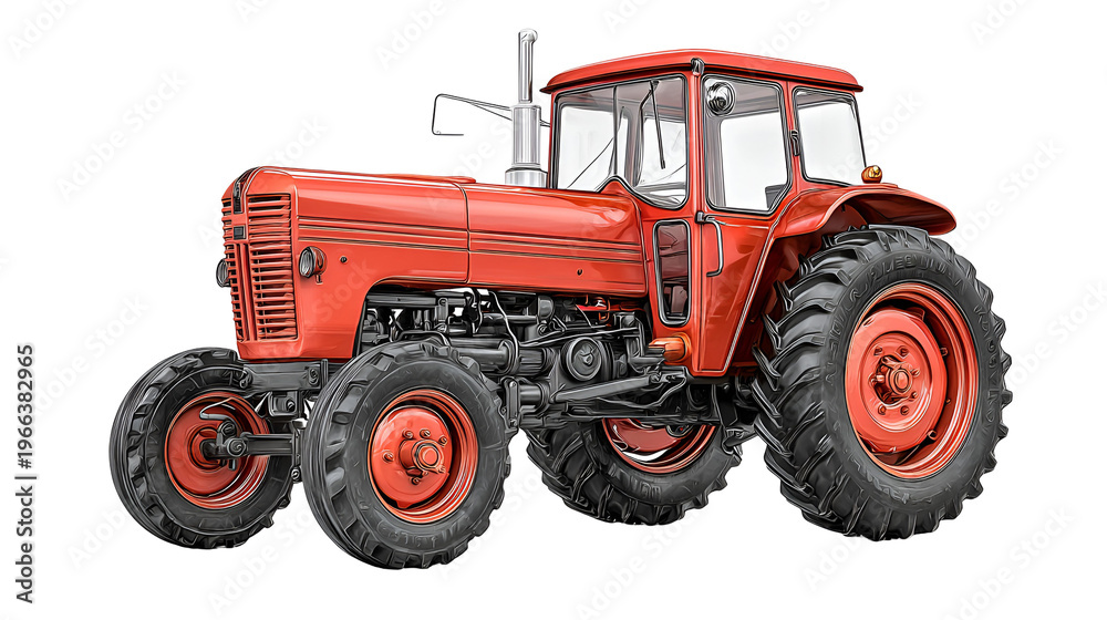 Obraz premium red tractor isolated on white