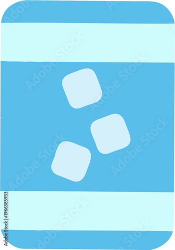 Blue reusable ice pack for cooling 2D flat vector
