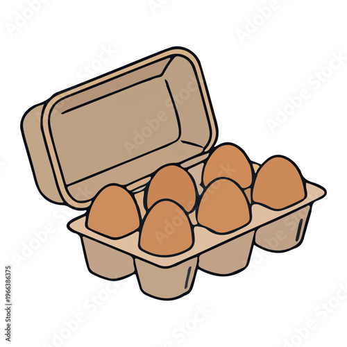 Six Brown Eggs in Carton