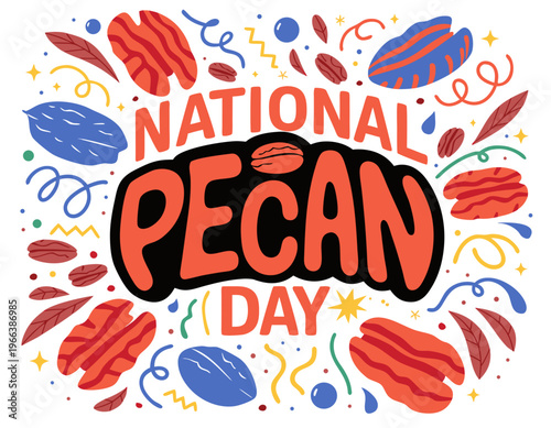 National Pecan Day Vector Illustration, Delicious Nut Celebration Design