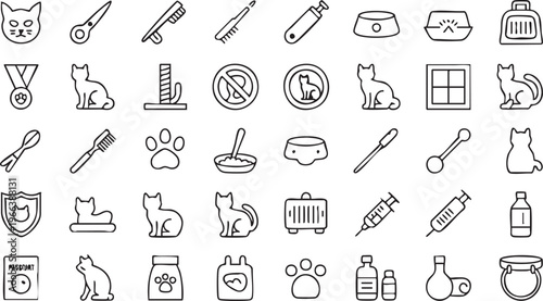 Pet Health and Grooming Icon Collection for Veterinary and Pet Shops
