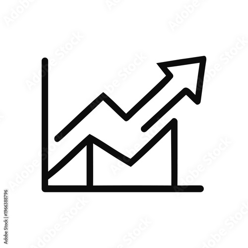 Line chart icon with an upward arrow indicating growth and progress