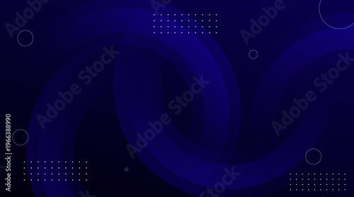 A futuristic scene with blue curves and dots on a dark background featuring technology elements