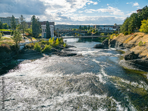 The street view of the cityscape at Spokane, WA.