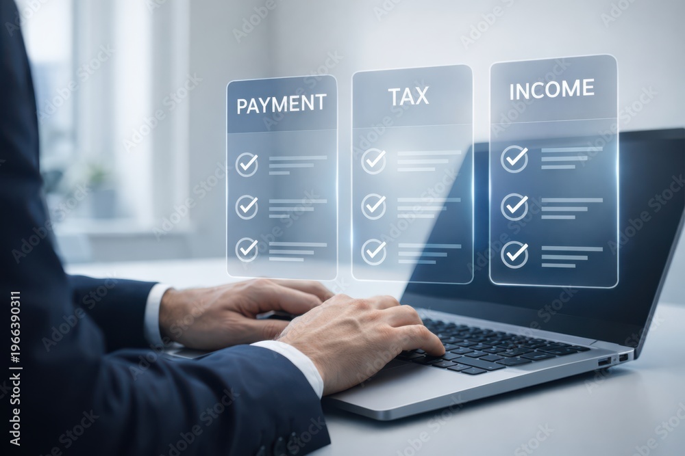 Fototapeta premium Tax Payment and Income Tracking Dashboard with Verification Indicators