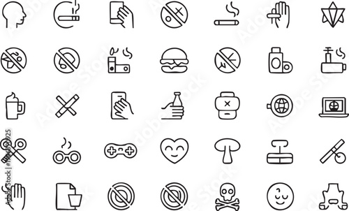 Public Health Warning Icons For Tobacco Vape Alcohol And Risk Behavior