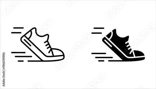 Running shoes icon set in line style. For your design on white background
