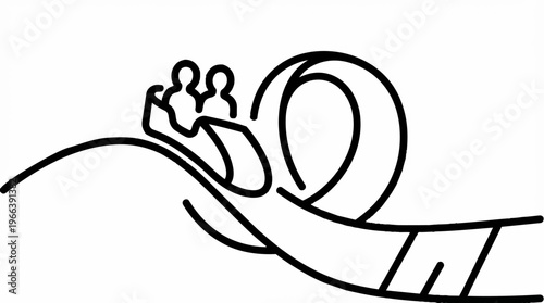 Black line art snail illustration.