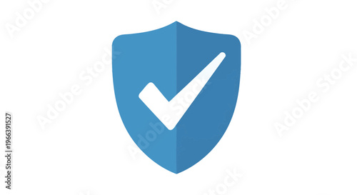 Blue Shield with White Checkmark Icon.
