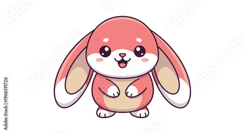 Cute pink bunny cartoon character illustration.