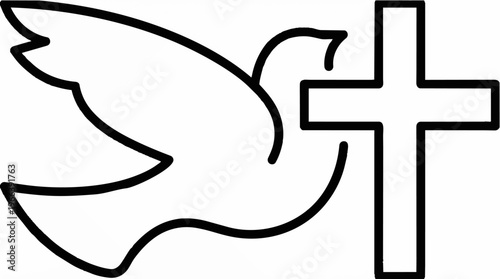 Dove and cross symbol icon.