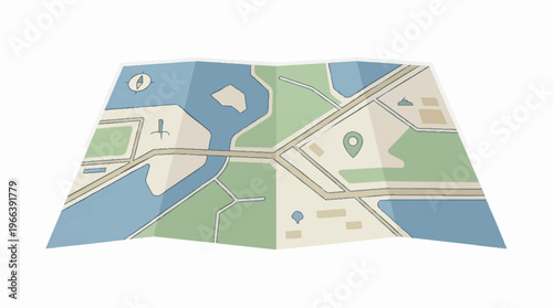 Map with roads and water.