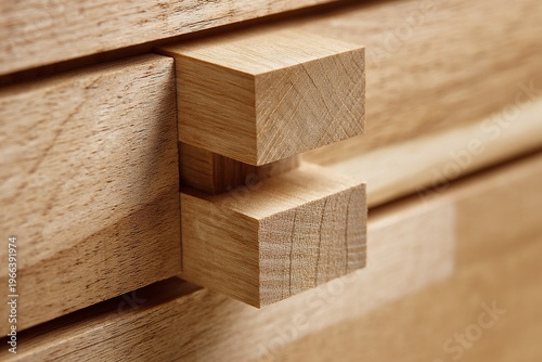 Minimal social media template with partial wood tenon and mortise detail and natural wood texture