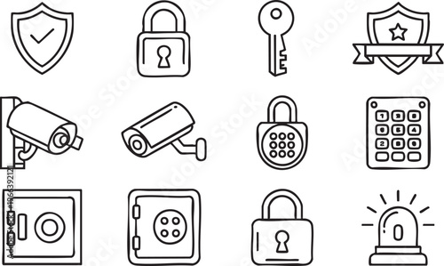 Lock And Security Icons Set For Privacy Authentication And Monitoring