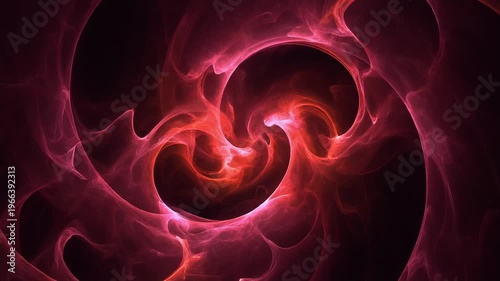 Abstract red energy light swirls on a dark background