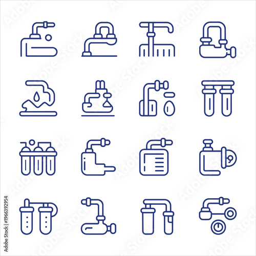 Water infrastructure icon set. Outline icon collections. Editable stroke. Vector illustration