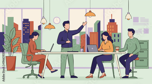 Creative business team meeting and working in a modern office environment