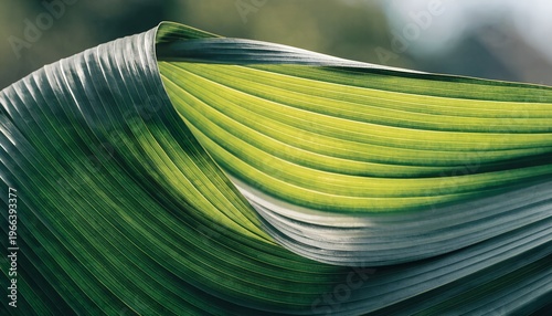 close up of a green banana leaf