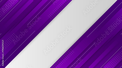 Vibrant purple diagonal stripes intersect on a light gray background in a graphic design.