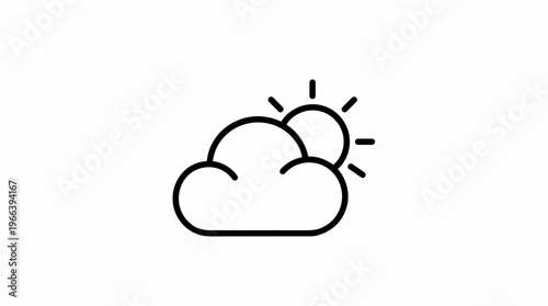Sun Behind Cloud Weather Icon.